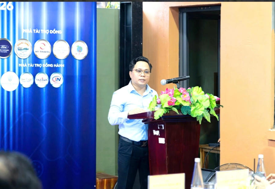 Ông Nguyễn Vũ Khắc Huy, Chủ tịch Hiệp hội Du lịch tỉnh An Giang phát biểu