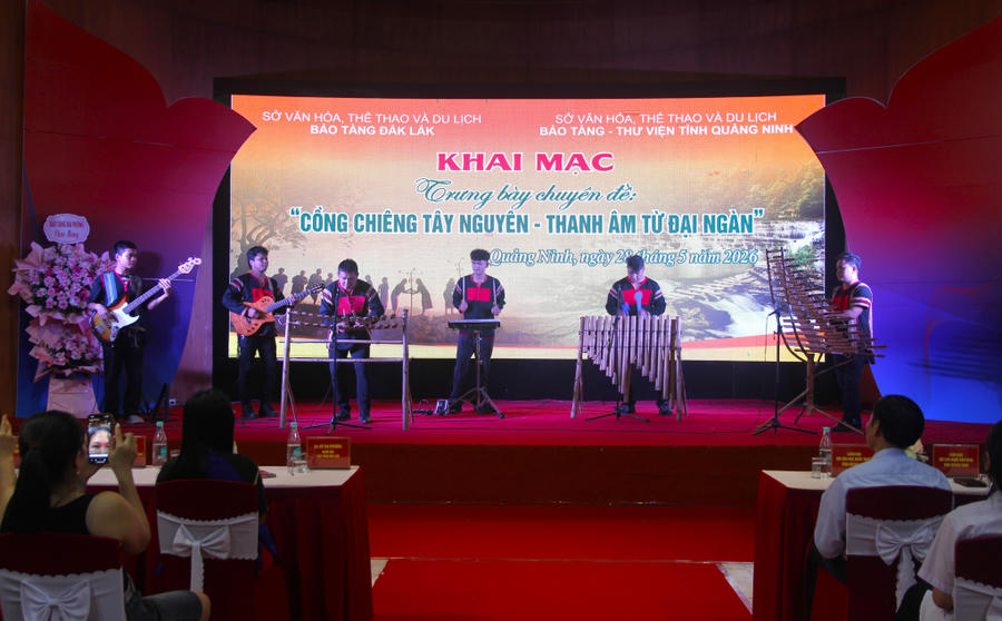 Tiết mục nghệ thuật mang thanh âm của Tây Nguyên đến với đất và người Quảng Ninh.