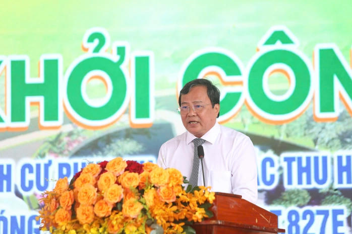 Ông Lê Văn Hẳn, Chủ tịch UBND tỉnh Tây Ninh, phát biểu tại lễ khởi công