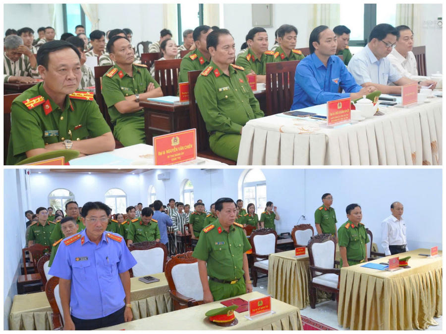 Đại biểu tham dự Lễ công bố Quyết định đặc xá năm 2026 tại Trại tạm giam số 2 (ảnh trên) và Trại tạm giam số 1 Công an tỉnh Cà Mau.