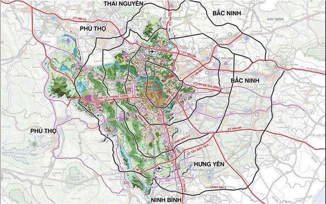 Mạng lưới giao thông quy hoạch Thủ đô tầm nhìn 100 năm. Ảnh: UBND TP Hà Nội