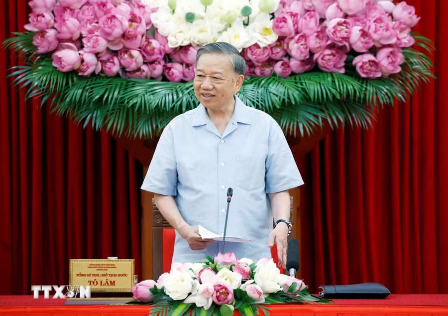 Tổng Bí thư, Chủ tịch nước ghi nhận, bước đầu cho thấy đã triển khai được một khối lượng công việc rất lớn, phạm vi rộng, yêu cầu cao - Ảnh: TTXVN