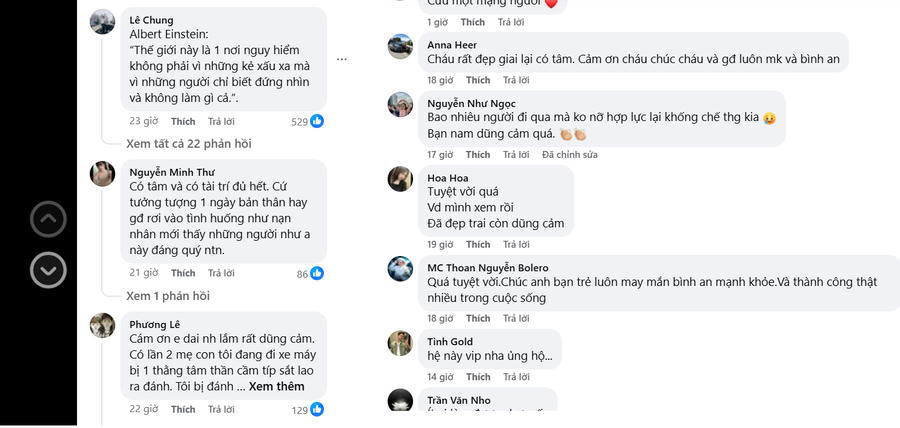Cộng đồng mạng dành "cơn mưa" lời khen cho nam thanh niên dũng cảm.