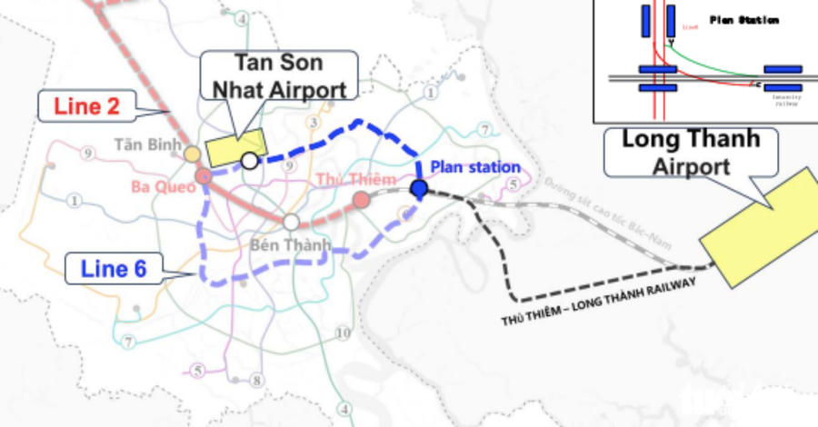 Metro số 6 (màu xanh) là tuyến đường sắt đô thị vành đai trong của TPHCM. Ảnh: MAUR