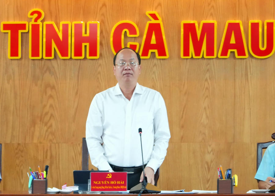 Ông Nguyễn Hồ Hải - Ủy viên BCH TW Đảng, Bí thư Tỉnh ủy Cà Mau, phát biểu chỉ đạo Hội nghị.