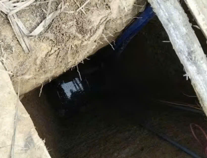Hố sâu gần 10m được phát hiện trong rẫy mía. Ảnh: H. T