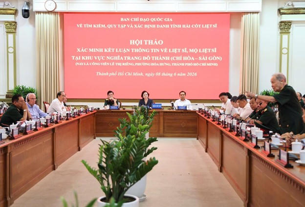 Hội thảo xác minh kết luận thông tin về liệt sĩ tại khu vực Nghĩa trang Đô Thành (Chí Hòa – Sài Gòn), nay là Công viên Lê Thị Riêng - Ảnh: VGP