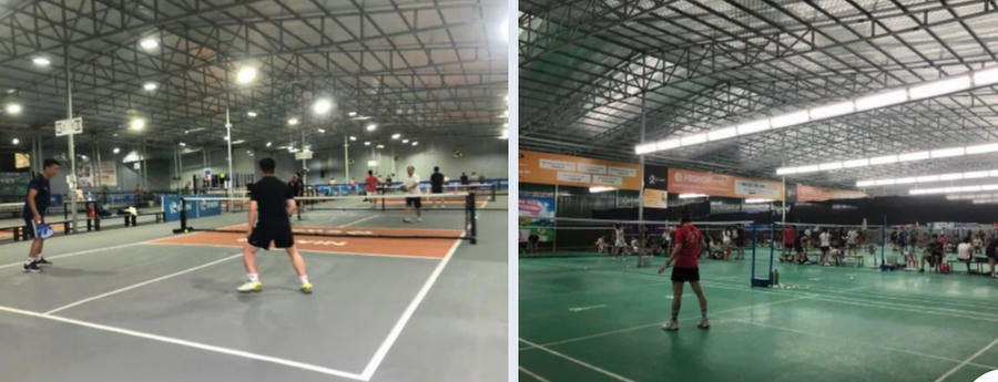 Hoạt động kinh doanh và tập luyện thể thao bên trong khu nhà tôn khép kín