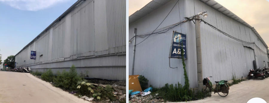 Cụm sân thể thao, nhà kho được dựng bằng khung sắt, mái tôn trên khu đất thuộc quy hoạch dự án Tây Nam Kim Giang (phường Thanh Liệt, Hà Nội)