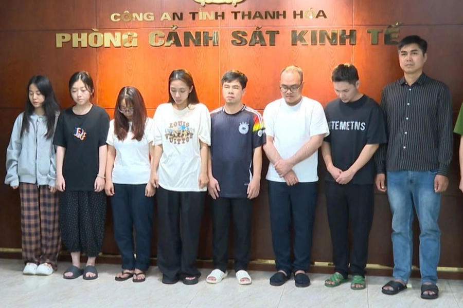 Các bị can trong vụ án. Ảnh: Công an Thanh Hóa