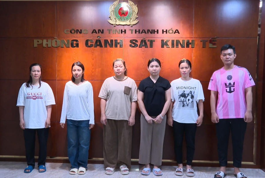 Các đối tượng tại cơ quan công an. Ảnh: CACC