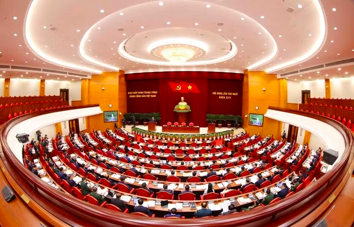 Toàn cảnh Hội nghị lần thứ nhất Ban Chấp hành Trung ương khóa XIV (Ảnh: TTXVN).