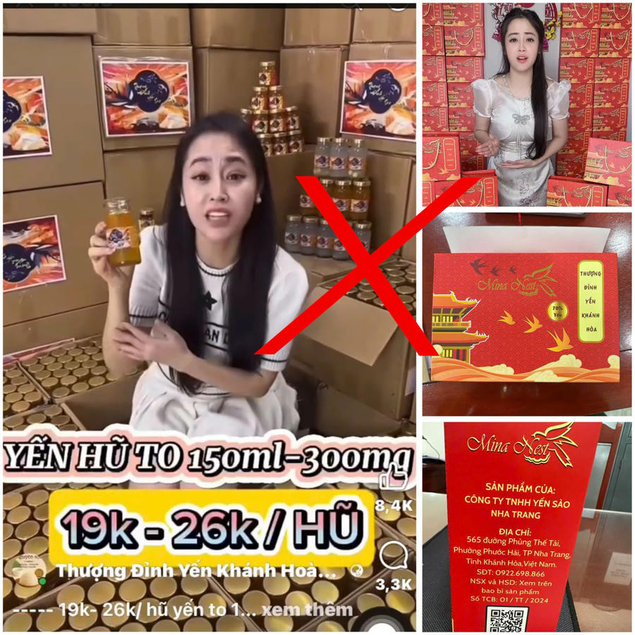 Đối tượng Vũ Thùy Trang livestream giới thiệu, bán sản phẩm mang nhãn hiệu "Mina Nest" và "Gold Nest" trên nền tảng mạng xã hội facebook. Ảnh C.A tỉnh Thanh Hoá Đối tượng Vũ Thùy Trang livestream giới thiệu, bán sản phẩm mang nhãn hiệu "Mina Nest" và "Gold Nest" trên nền tảng mạng xã hội facebook. Ảnh C.A tỉnh Thanh Hoá
