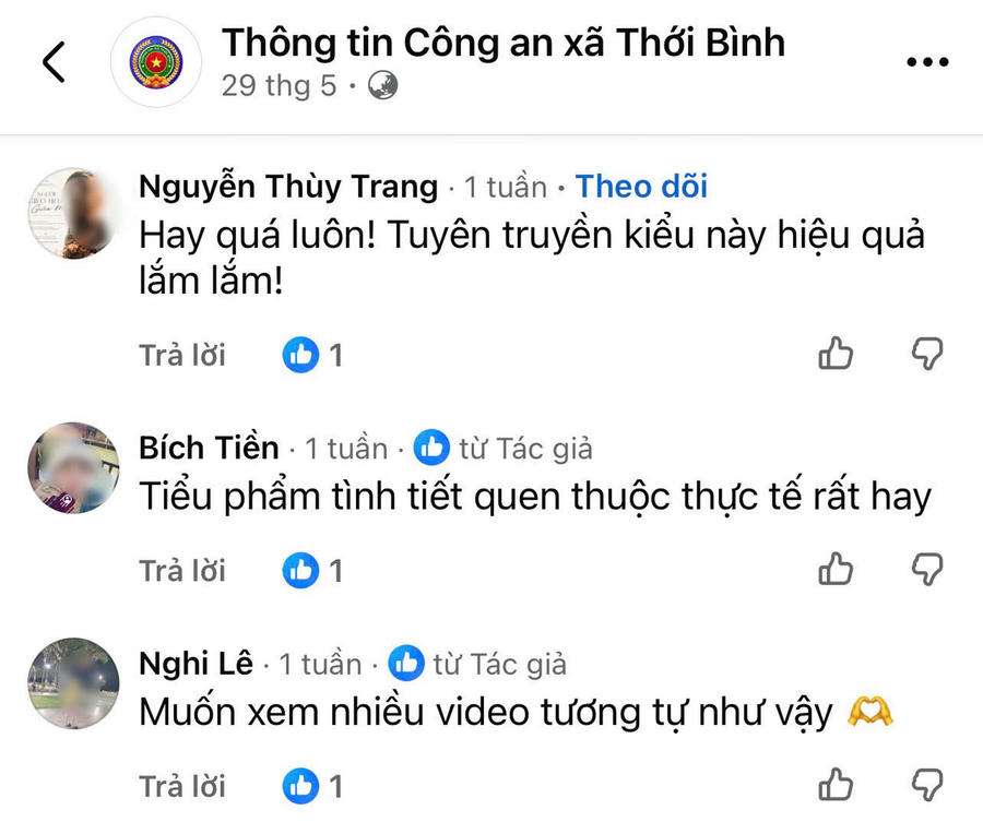 Nhiều bình luận tích cực của người dân cho thấy hiệu quả từ hình thức tuyên truyền pháp luật bằng video ngắn.