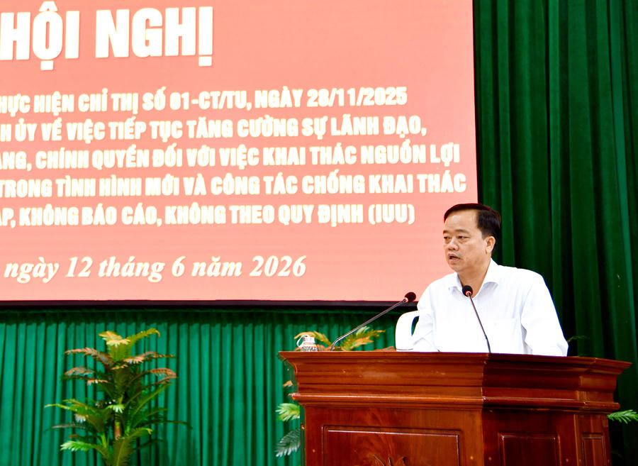 Ông Huỳnh Quốc Việt - Phó Bí thư Thường trực Tỉnh ủy Cà Mau phát biểu chỉ đạo Hội nghị.