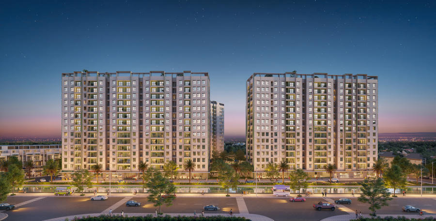 Phối cảnh Dự án nhà ở xã hội tại ô đất II-OM21 phân khu 11 phường Việt Hưng và phường Hoành Bồ.