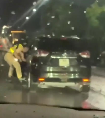 Đối tượng Lê Duy Lâm lái xe tông thẳng và kéo lê đồng chí Thiếu tá Nguyễn Xuân Sơn 300m khi được yêu cầu dừng xe kiểm tra nồng độ cồn.