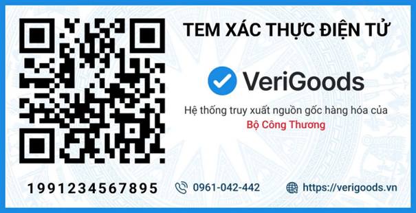 Tem xác thực điện tử của hệ thống truy xuất nguồn gốc hàng hóa của Bộ Công Thương (Ảnh: dms.gov.vn)