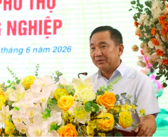 Giám đốc Sở Công thương tỉnh Phú Thọ Trần Quang Tuấn phát biểu tại buổi lễ.