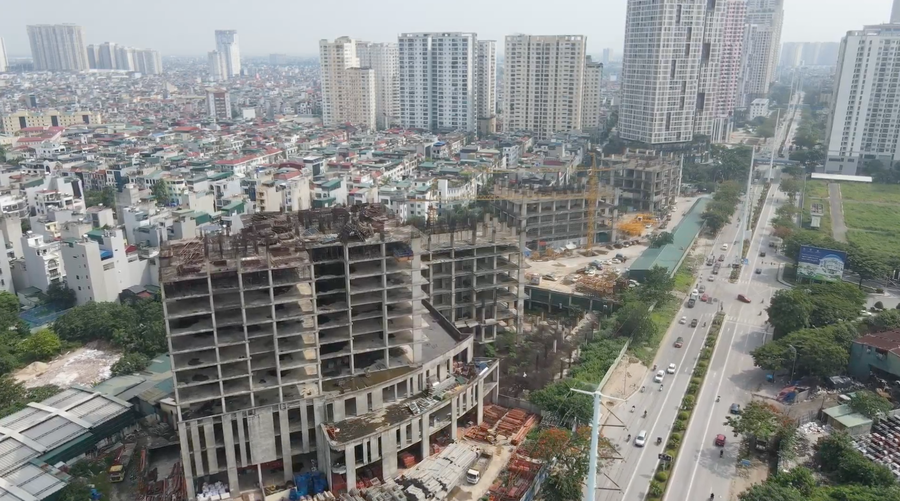 Toàn cảnh khu dự án nằm cạnh đường Tố Hữu từ trên cao.