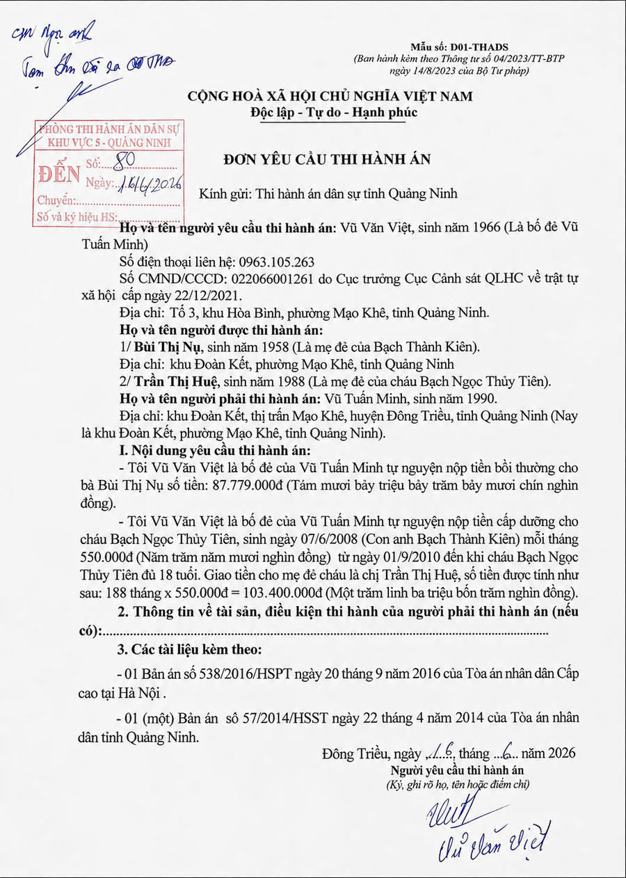 16 năm sau khi vụ án xảy ra, công lý được thực thi trọn vẹn, bà Nụ và cháu Thuỳ Tiên nhân được tiền bồi thường và trợ cấp.