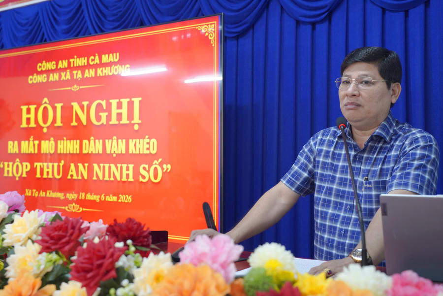 Ông Lê Tấn Phát - Phó Bí thư Đảng ủy, Chủ tịch UBND xã Tạ An Khương phát biểu chỉ đạo tại buổi lễ.