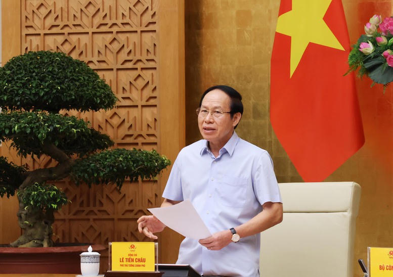 Phó Thủ tướng Lê Tiến Châu, Trưởng Ban Chỉ đạo xây dựng trường học cho các xã biên giới chủ trì cuộc họp của Ban Chỉ đạo trực tuyến với 22 địa phương - Ảnh: VGP/Thu Sa