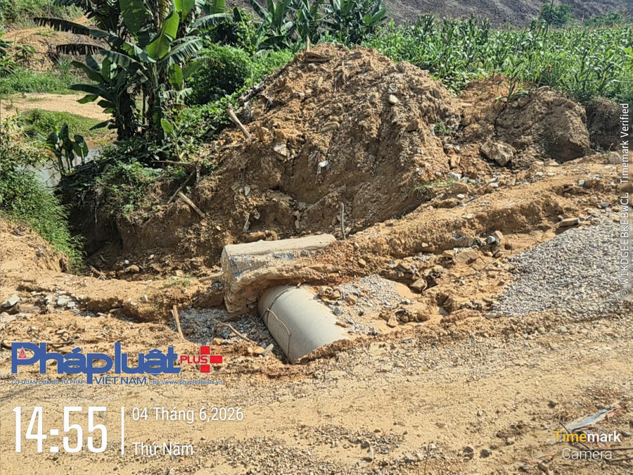 Đất đá thải từ quá trình mở rộng nền và lề đường từ taluy dương được đơn vị thi công đổ trực tiếp ra đất nông nghiệp, ruộng ngô ảnh hưởng đến hoa màu của người dân.