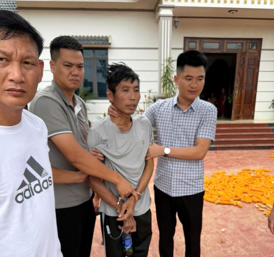 Cao Văn Diễn thời điểm bị bắt giữ. (Ảnh: CA Lào Cai)
