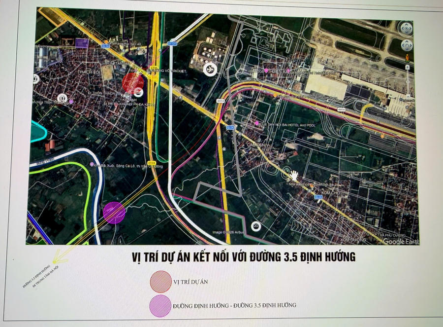 Khu đấu giá gần khu vực sân bay Nội Bài (Hà Nội), gần ngã tư đường Võ Văn Kiệt và gần đường quy hoạch Vành đai 3.5