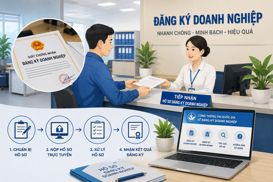 Bộ Tài chính đang dự thảo sửa đổi quy định đăng ký doanh nghiệp, đề xuất giảm giấy tờ, tăng xác thực điện tử và phân cấp. (Ảnh minh họa AI)