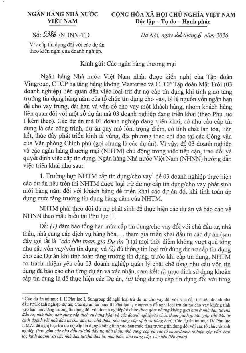 Văn bản 5386 của Ngân hàng Nhà nước.