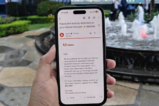Adobe gửi email thông báo hủy dịch vụ với lý do "phát hiện hành vi gian lận"