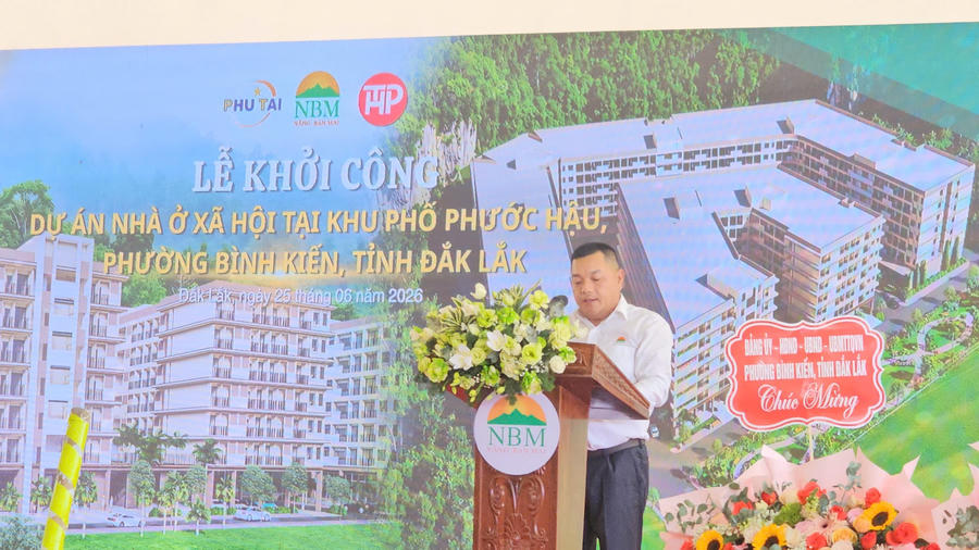 Ông Hồ Minh Hiếu, Chủ tịch HĐQT Công ty Cổ phần Tập đoàn Đầu tư Nắng Ban Mai đại diện liên danh chủ đầu tư phát biểu