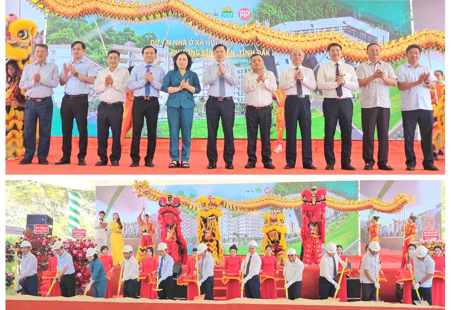 Lãnh đạo tỉnh Đắk Lắk chúc mừng và thực hiện nghi thức khởi công dự án NOXH tại Khu phố Phước Hậu