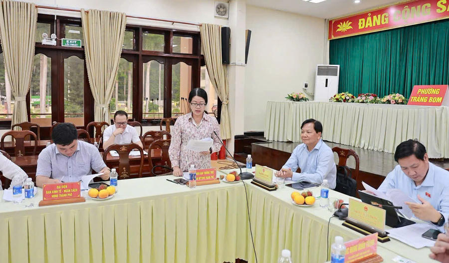 Đại diện ban, ngành trình bày ý kiến.