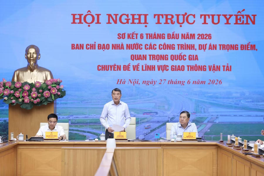 Hội nghị sơ kết 6 tháng đầu năm 2026 của Ban Chỉ đạo Nhà nước các công trình, dự án trọng điểm, quan trọng quốc gia, chuyên đề lĩnh vực giao thông vận tải. Ảnh VGP