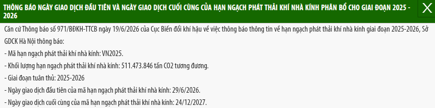 Thông báo từ Sở giao dịch chứng khoán Hà Nội.