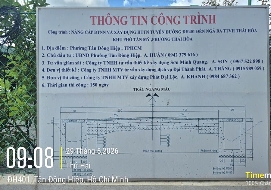 Bảng thông tin về dự án.