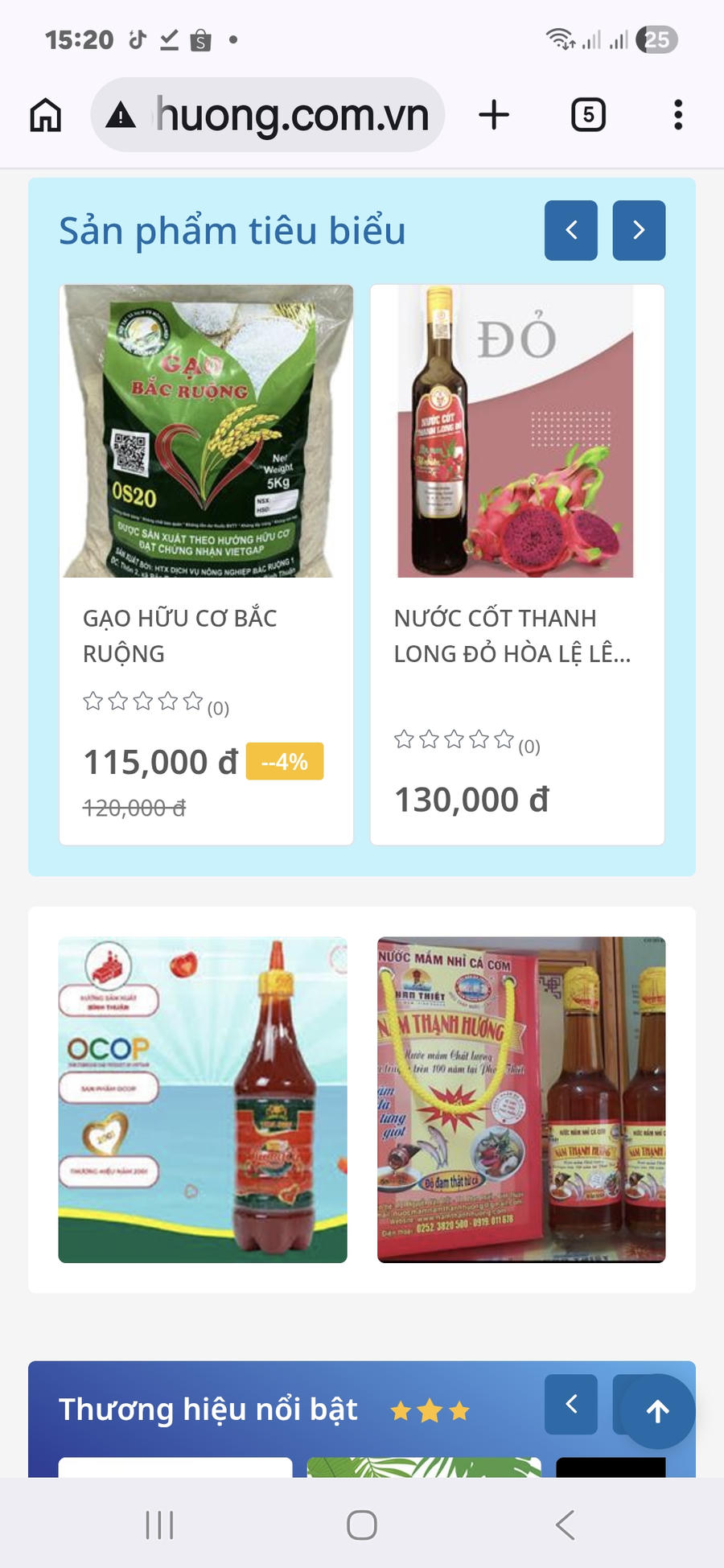 Giao diện sàn thương mại điện tử của tỉnh Lâm Đồng tại địa chỉ http://sanphamdiaphuong.com.vn . Ảnh chụp màn hình