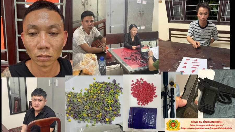 Các đối tượng và tang vật vụ án. (Ảnh: CANB)