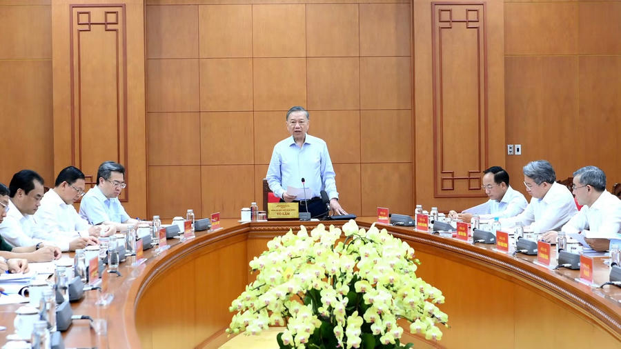 Tổng Bí thư, Chủ tịch nước Tô Lâm chủ trì cuộc làm việc. (Ảnh: nhandan.vn)