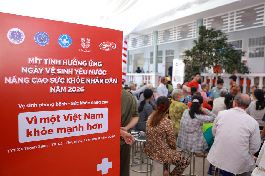 Quang cảnh Mít tinh hưởng ứng Ngày Vệ sinh yêu nước 2026 tại Cần Thơ