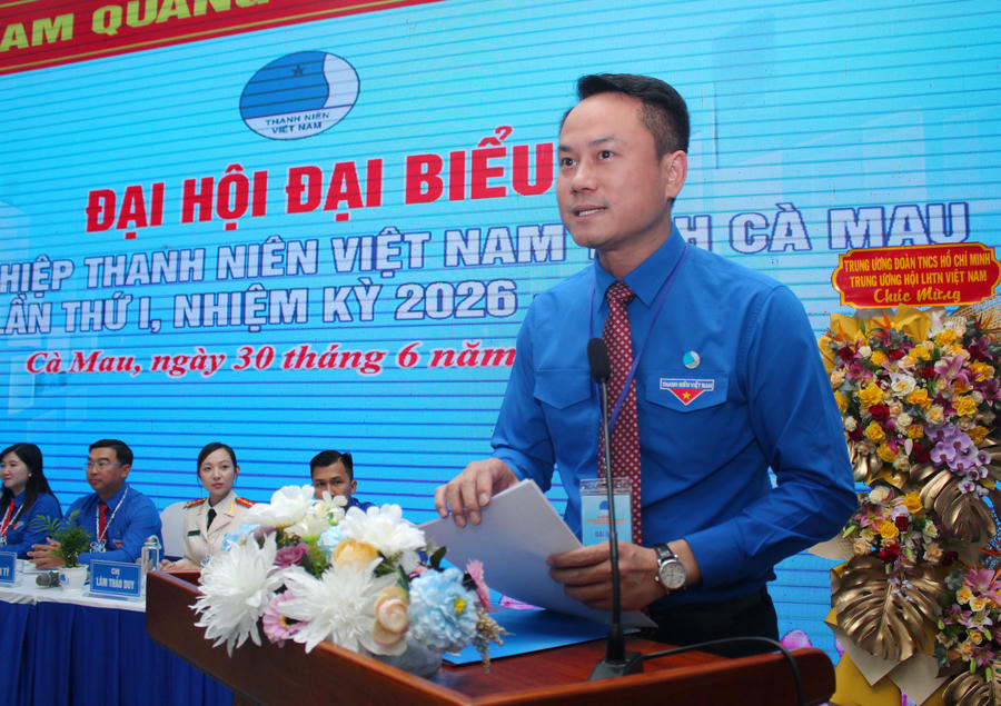 Anh Nguyễn Kim Quy – Bí thư Ban Chấp hành Trung ương Đoàn, Phó Chủ tịch Thường trực Trung ương Hội Liên hiệp Thanh niên Việt Nam phát biểu chỉ đạo Đại hội.