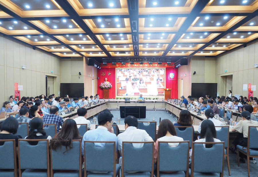 Hình ảnh tại điểm cầu Bộ Tư pháp. Ảnh: Phương Mai.