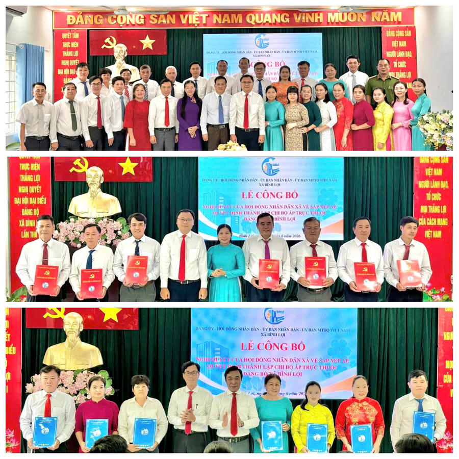 Xã Bình Lợi thành lập 15 chi bộ ấp mới, chỉ định cấp ủy, Bí thư, Phó Bí thư; đồng thời chỉ định Trưởng 15 ấp.