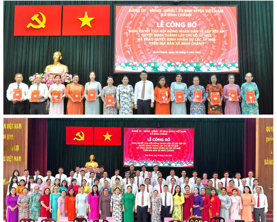 Xã Bình Chánh thực hiện sắp xếp từ 39 ấp xuống còn 23 ấp, đồng thời thành lập 23 chi bộ ấp mới.