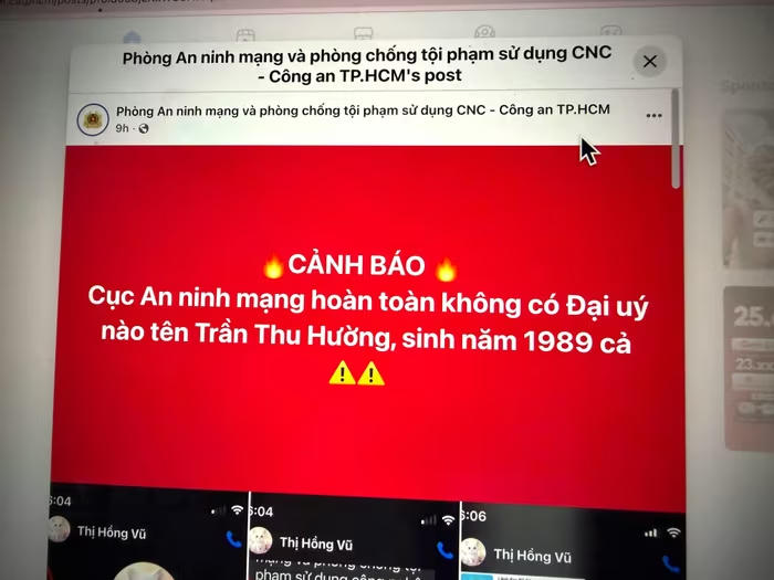 Cục A05, Phòng PA05 (Công an TP.HCM) đều đưa cảnh báo trên trang chính thức.