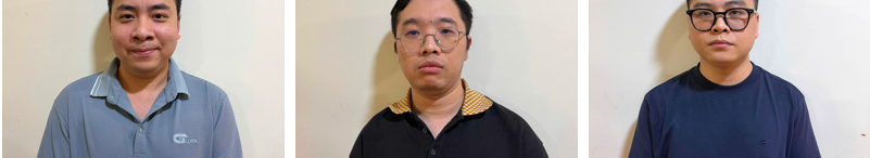 Từ trái qua phải là các đối tượng Nguyễn Phước Toàn; Doãn Thành Luân và Nguyễn Khương Duy.