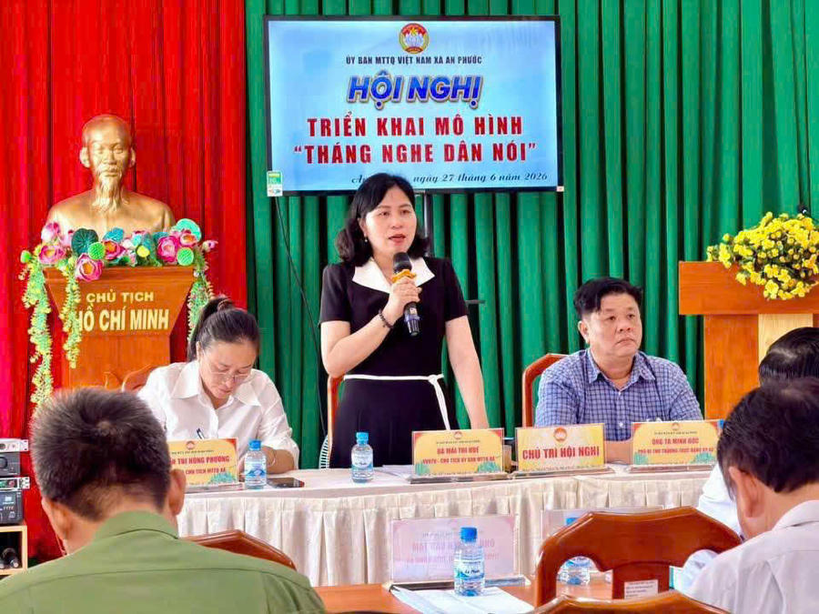 Đại diện UBND xã An Phước phát biểu tại Hội nghị.